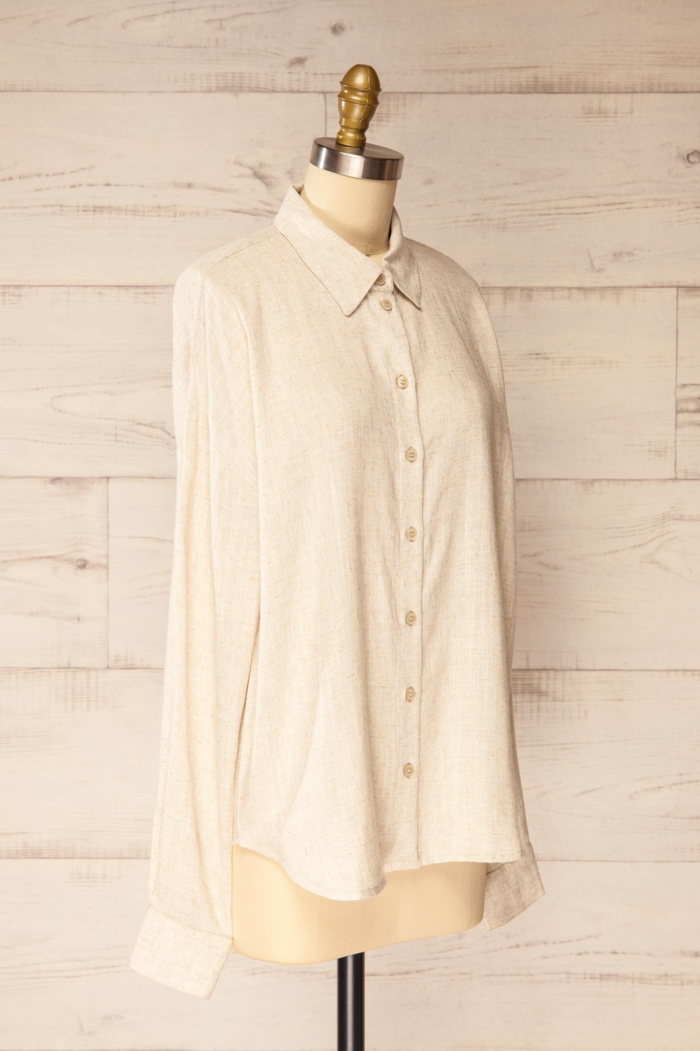 Altena Beige Relaxed Fit Button-Down Shirt | La petite garçonne side