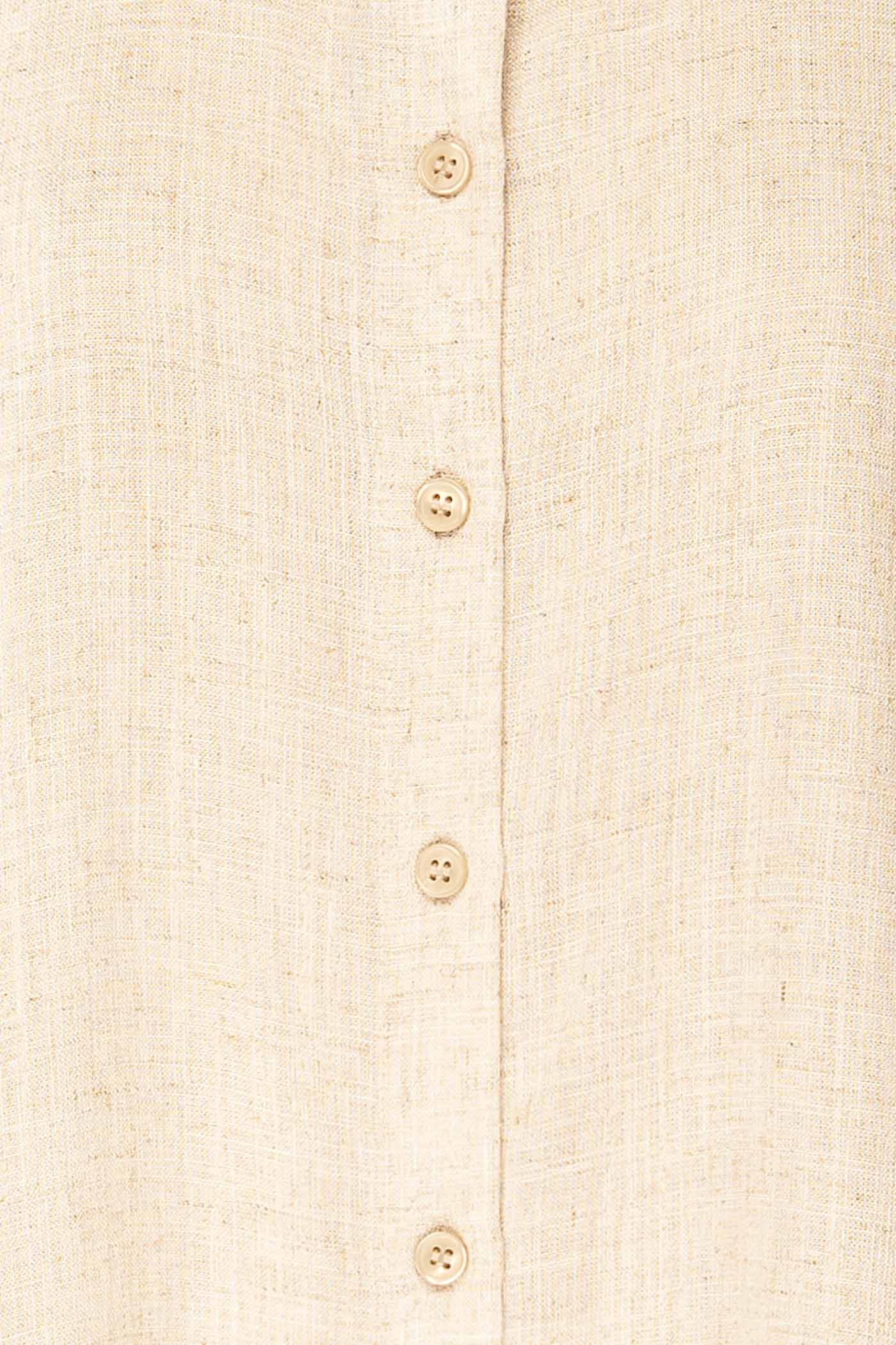 Altena Beige Relaxed Fit Button-Down Shirt | La petite garçonne fabric 