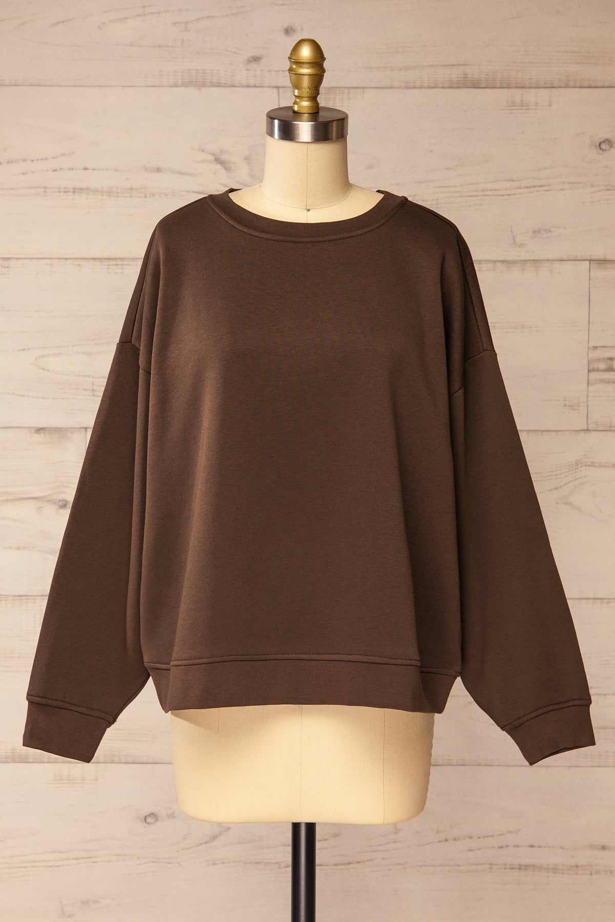 front view of Altenau Brown Oversized Sweatshirt at La petite garçonne