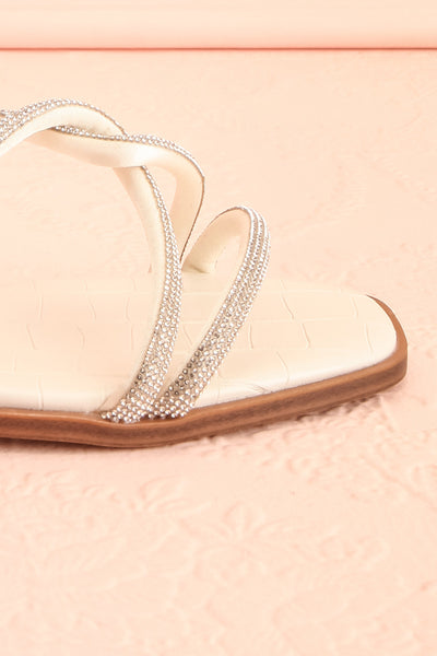 Alvera Flat Sandals w/ Rhinestone Straps | Boudoir 1861 side front close-up