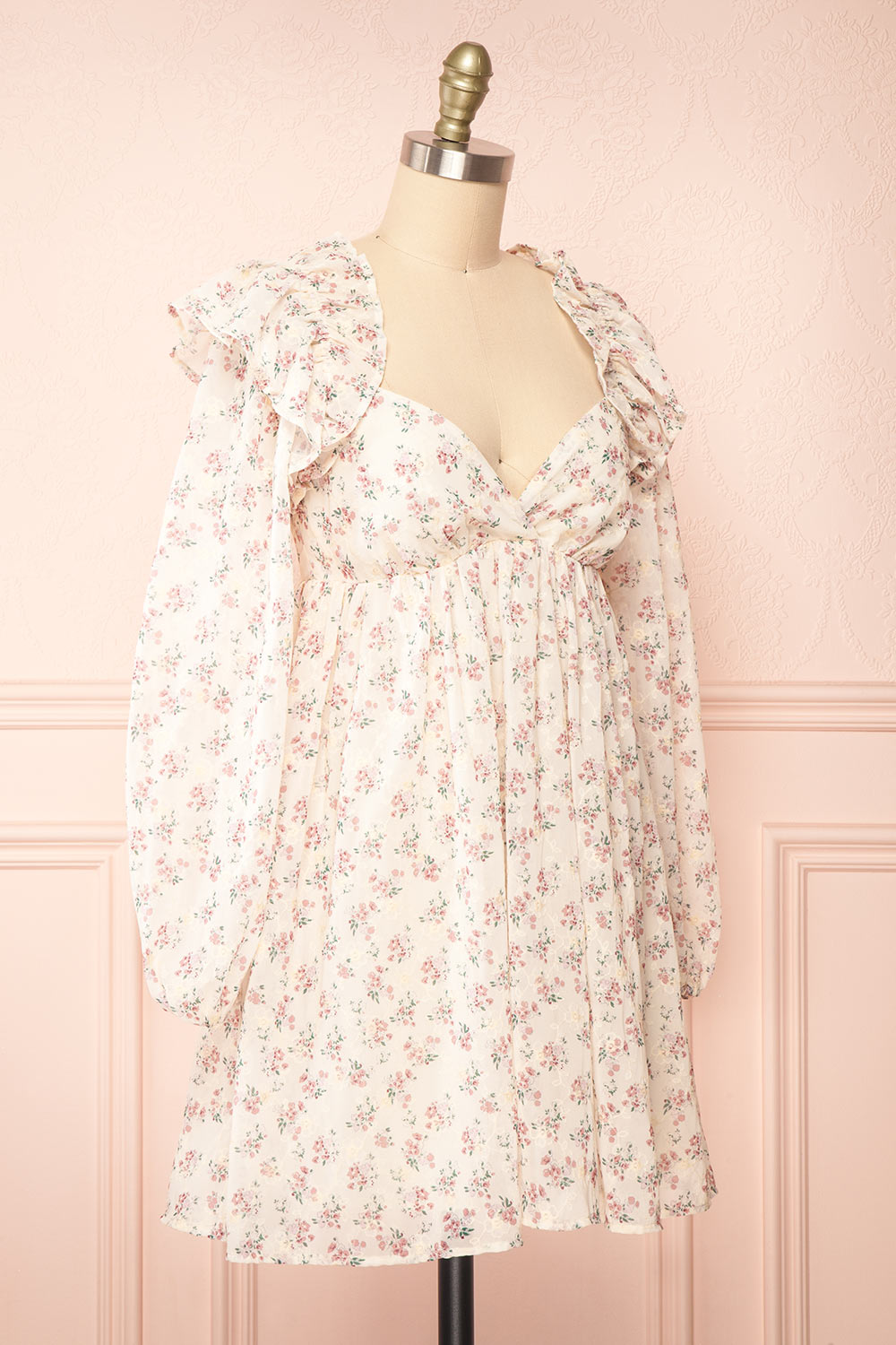 Alvia Short Floral Babydoll Dress w/ Ruffles | Boutique 1861 side view