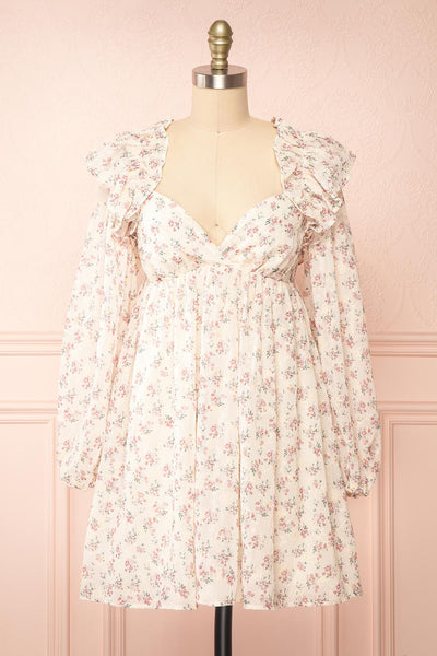 Alvia Short Floral Babydoll Dress w/ Ruffles | Boutique 1861 front view