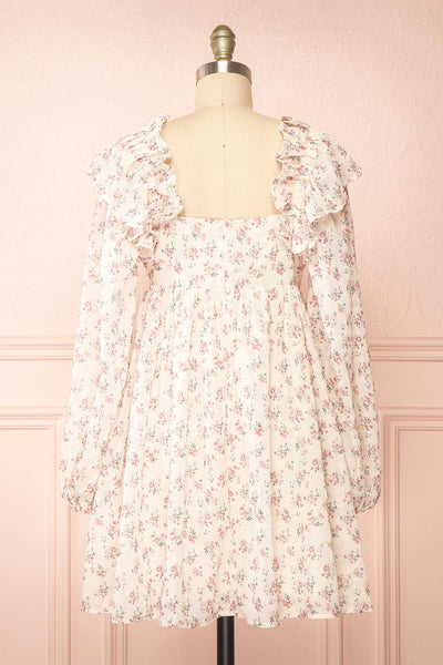 Alvia Short Floral Babydoll Dress w/ Ruffles | Boutique 1861 back view