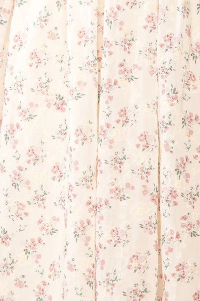 Alvia Short Floral Babydoll Dress w/ Ruffles | Boutique 1861 texture
