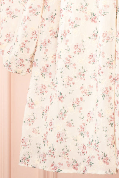 Alvia Short Floral Babydoll Dress w/ Ruffles | Boutique 1861 bottom close-up