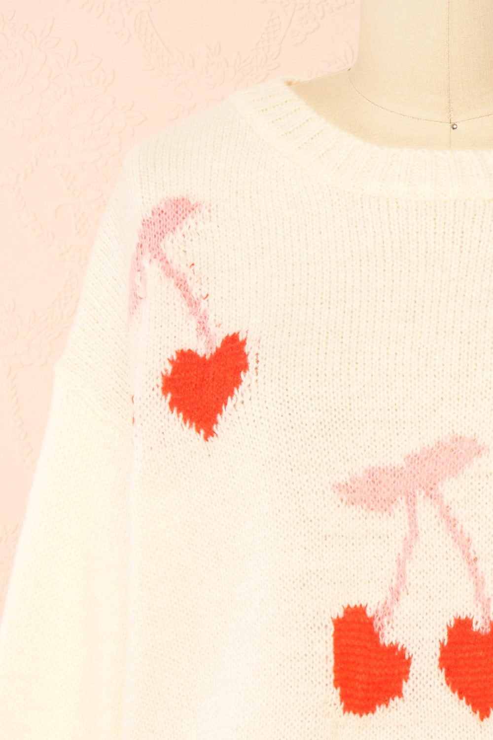 Alvina Ivory Knit Sweater with Heart-Shaped Cherries | Boutique 1861