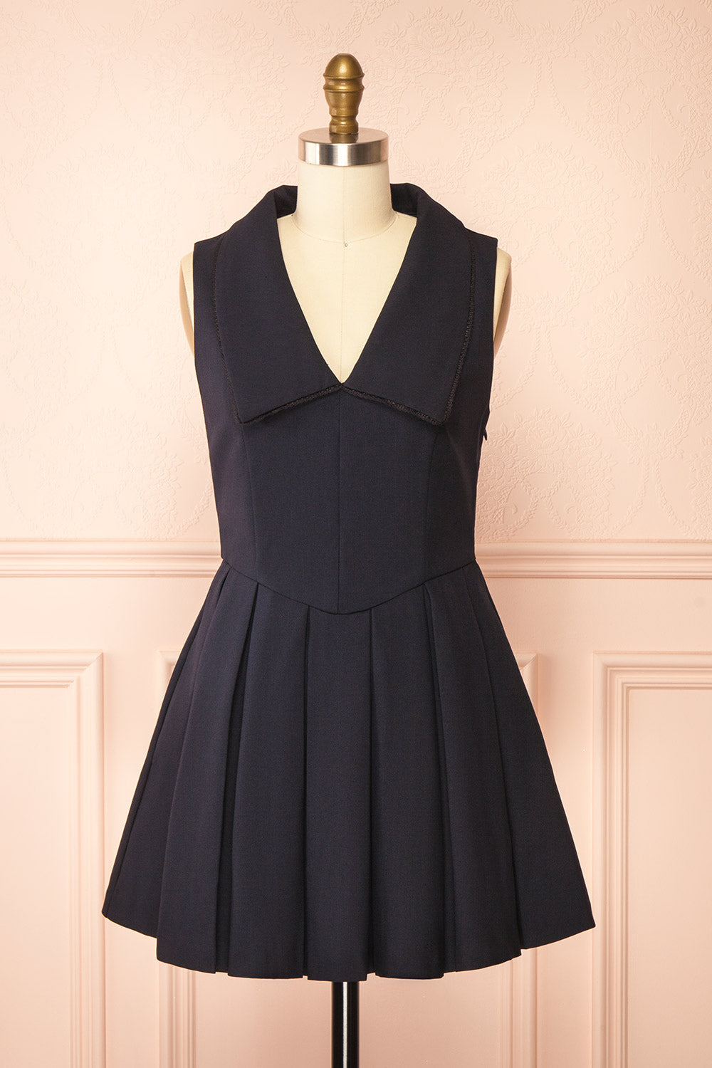 Alydia Short Black Preppy Dress with Pockets | Boutique 1861 front view