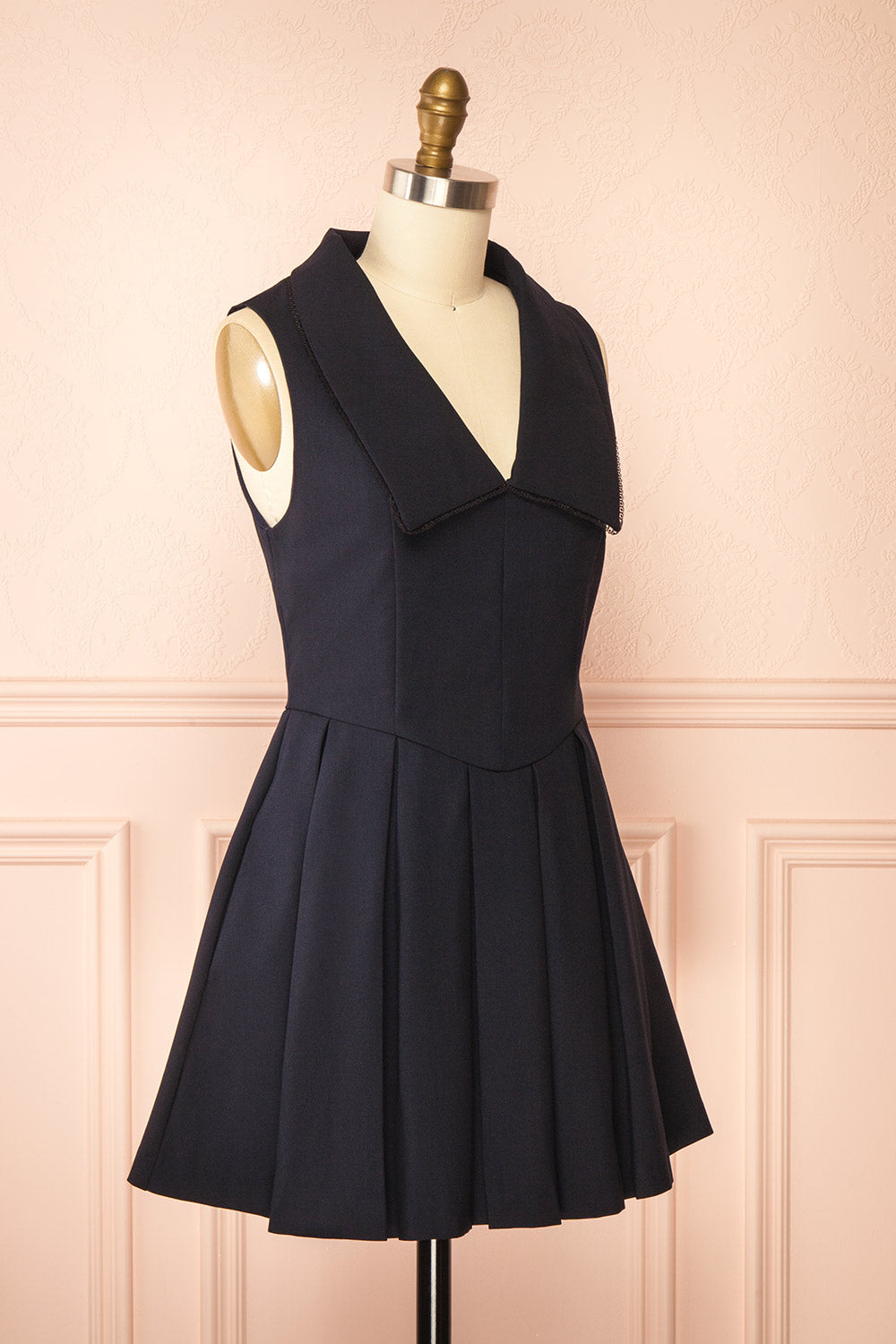 Alydia Short Black Preppy Dress with Pockets | Boutique 1861 side view