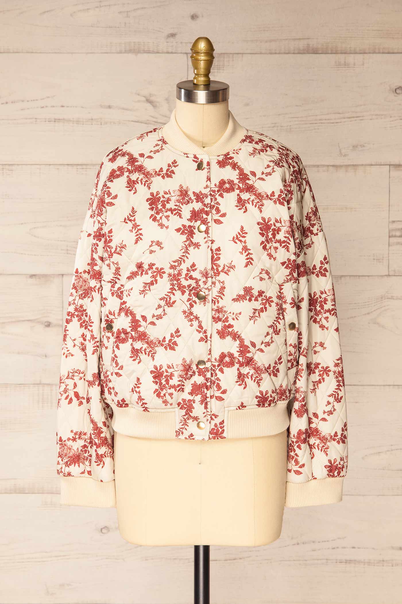 Alzenau Cream Quilted Jacket with Floral Print | La petite garçonne front