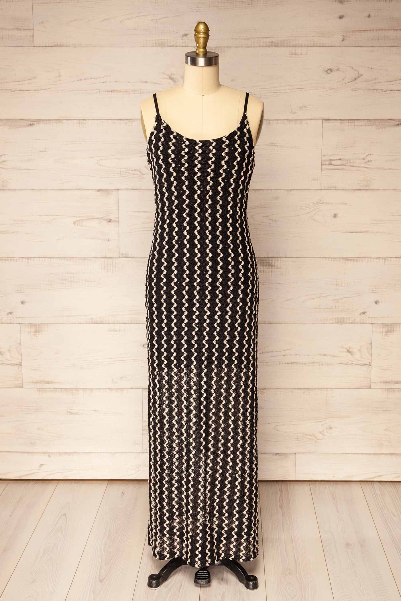 Alzey Long Crochet Dress with Wavy Pattern | La petite garçonne front