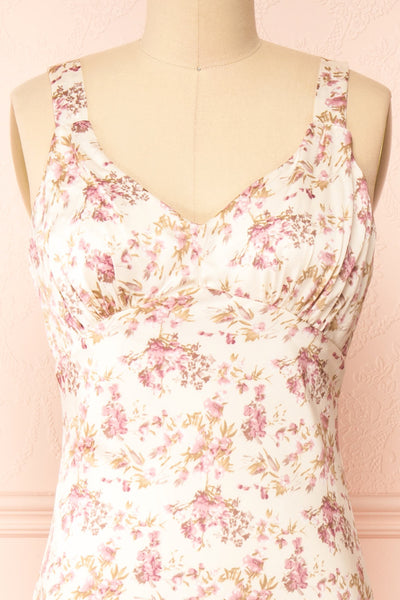 Amabel Floral Silky Midi Dress | Boutique 1861 front close-up