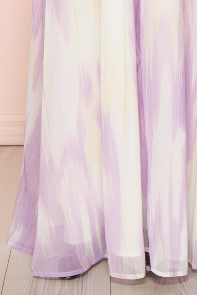 Amakassou Lilac & Yellow Maxi Dress | Boutique 1861 bottom close-up