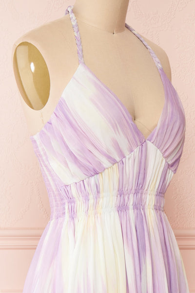 Amakassou Lilac & Yellow Maxi Dress | Boutique 1861 side close-up