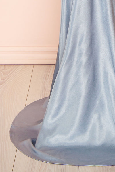 Amana Blue Maxi Satin Dress w/ Cowl Neck | Boutique 1861 bottom