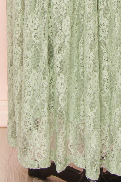 Amarys Sage Tiered Lace Maxi Dress | Boutique 1861 bottom