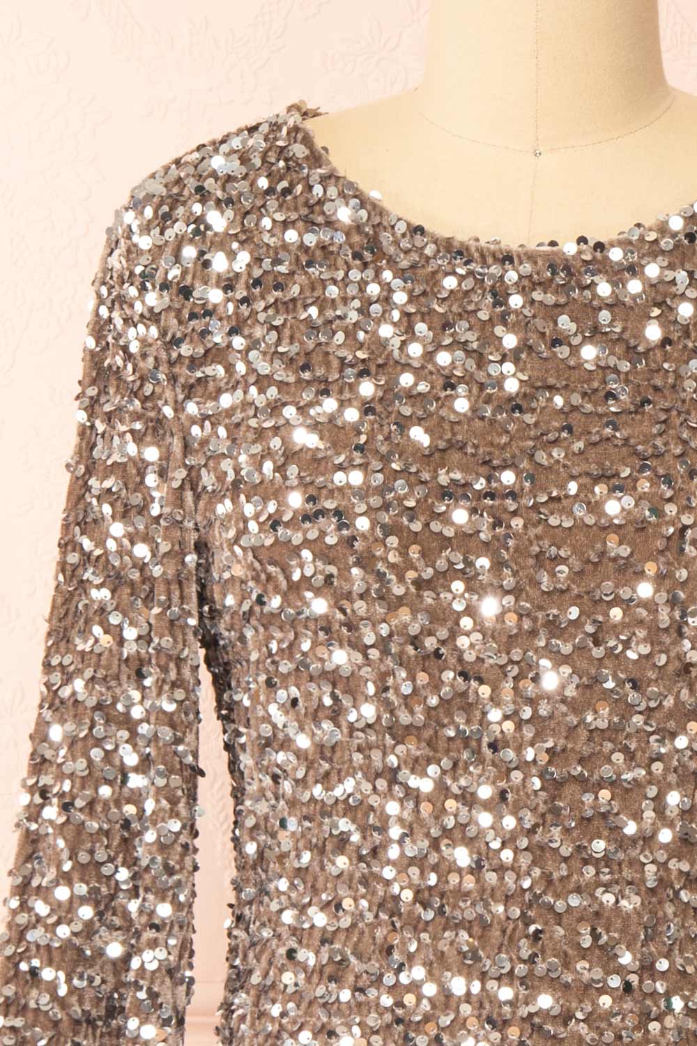 Amazina Grey Velvet Sequin Dress | Boutique 1861 front