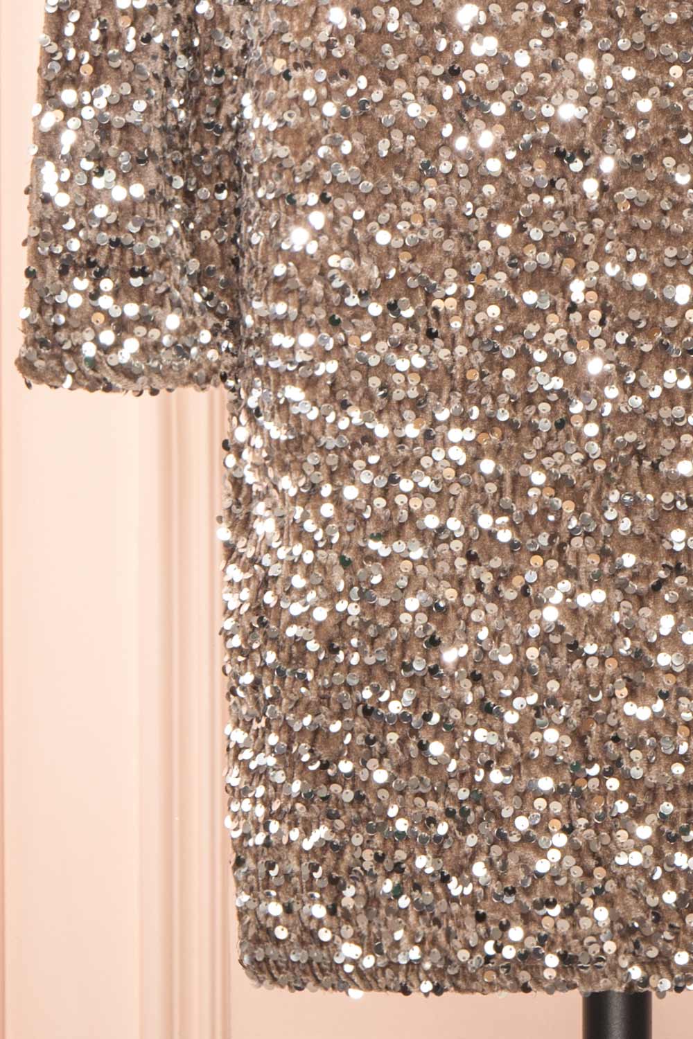 Amazina Grey Velvet Sequin Dress | Boutique 1861 bottom