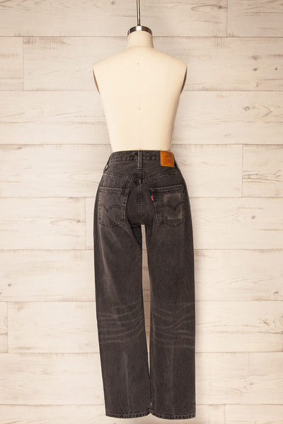 Amean Faded Black Mid-Rise Wide-Leg Jeans | La petite garçonne back view