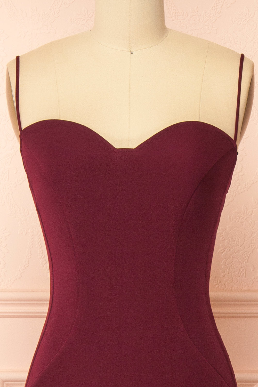 Amellia Burgundy A-Line Maxi Dress with Front Slit | Boutique 1861 front 