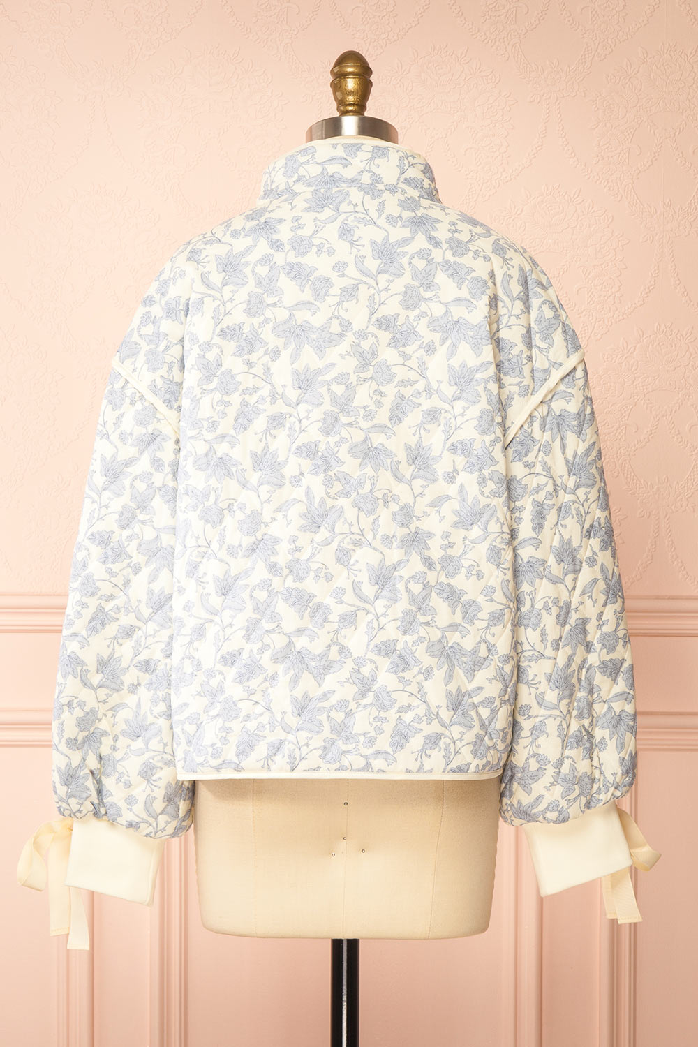 Anabeth Blue Floral Quilted Jacket with Ribbon-Tied | Boutique 1861 back view