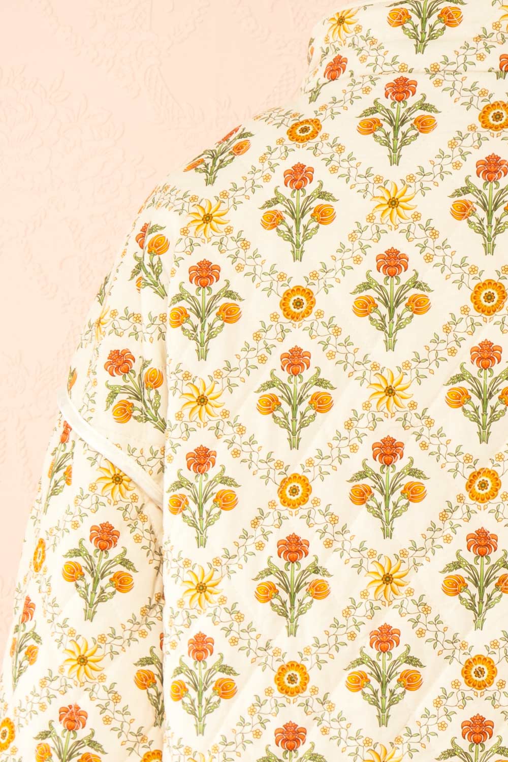 Anabeth Orange Floral Quilted Jacket with Ribbon-Tied | Boutique 1861 back
