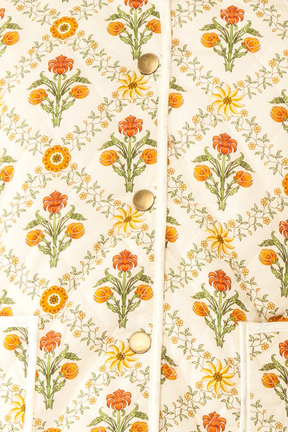 Anabeth Orange Floral Quilted Jacket with Ribbon-Tied | Boutique 1861 fabric 