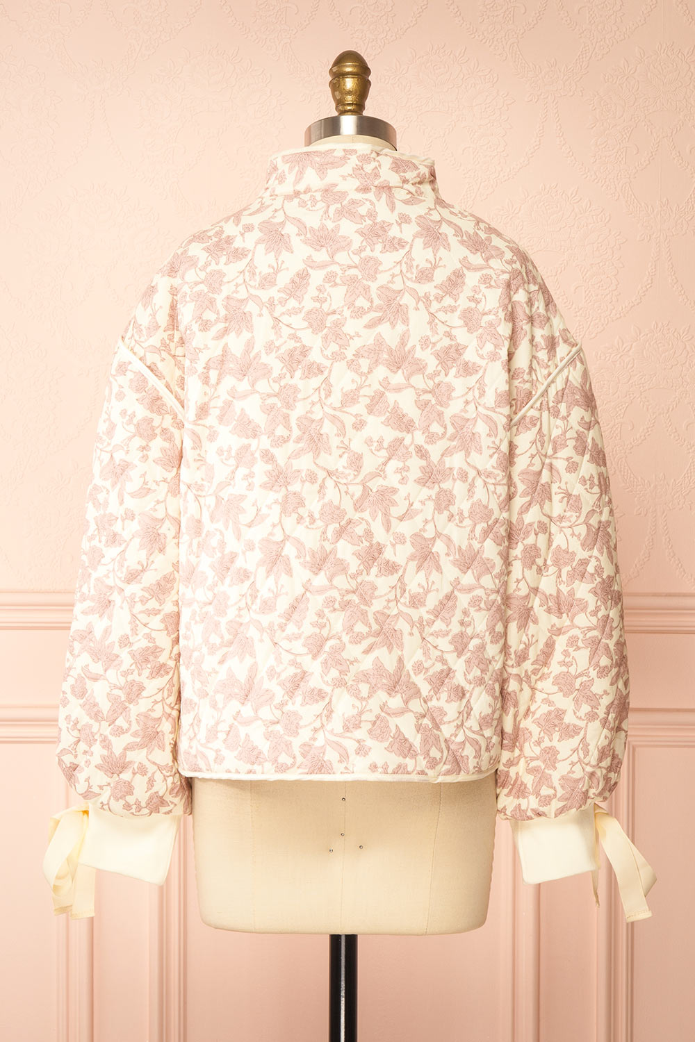 Anabeth Pink Floral Quilted Jacket with Ribbon-Tied | Boutique 1861 back view