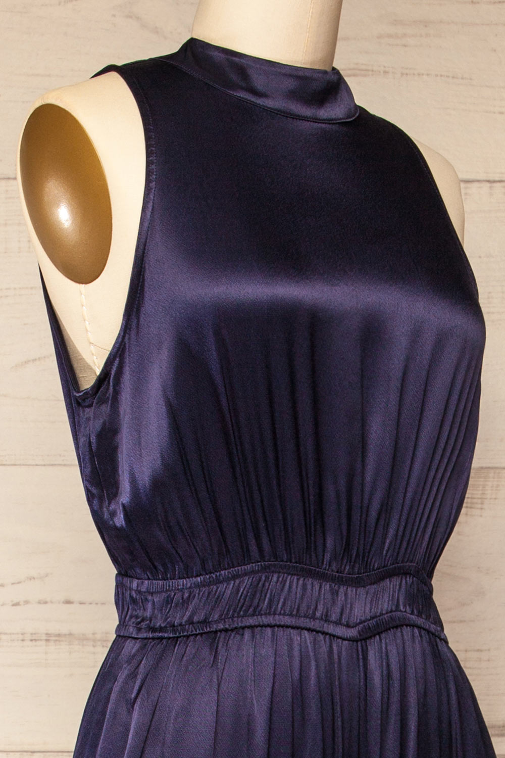 Anaheim Satin Navy Jumpsuit w/ Pockets | La petite garçonne side