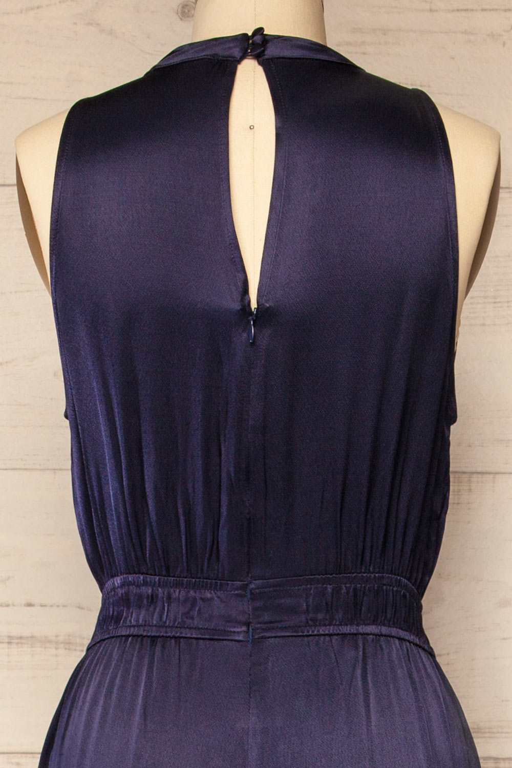 Anaheim Satin Navy Jumpsuit w/ Pockets | La petite garçonne back