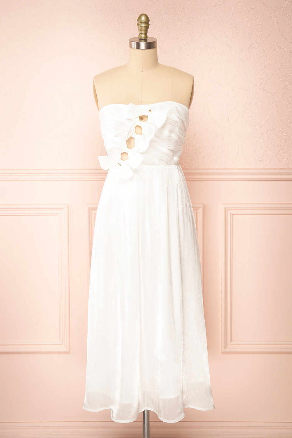 Anaiis White Strapless Midi Dress | Boutique 1861 front view