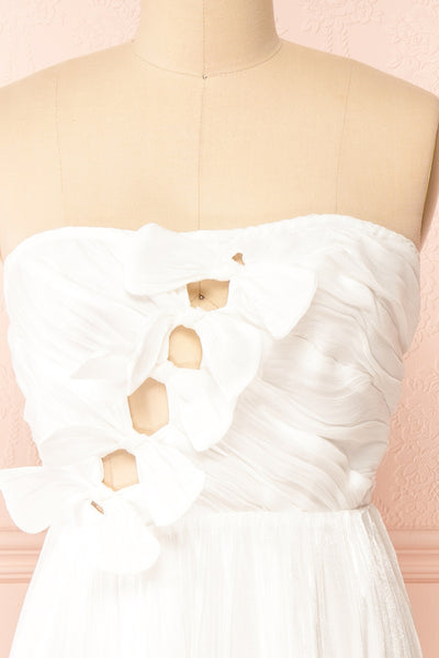 Anaiis White Strapless Midi Dress | Boutique 1861 front close-up