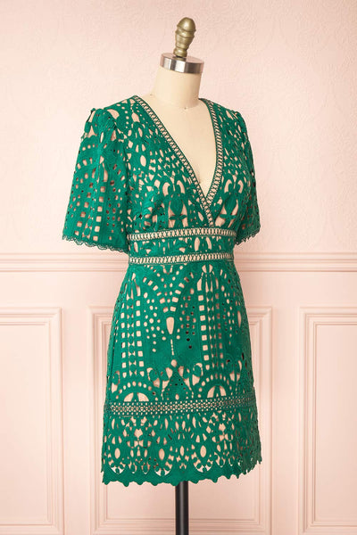 Analla Short Green Crocheted Lace Dress | Boutique 1861 side view