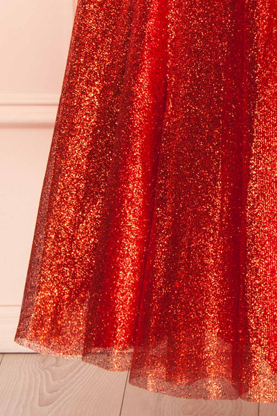 Anastriana Red Sparkly Off-Shoulder Midi Dress | Boutique 1861 bottom