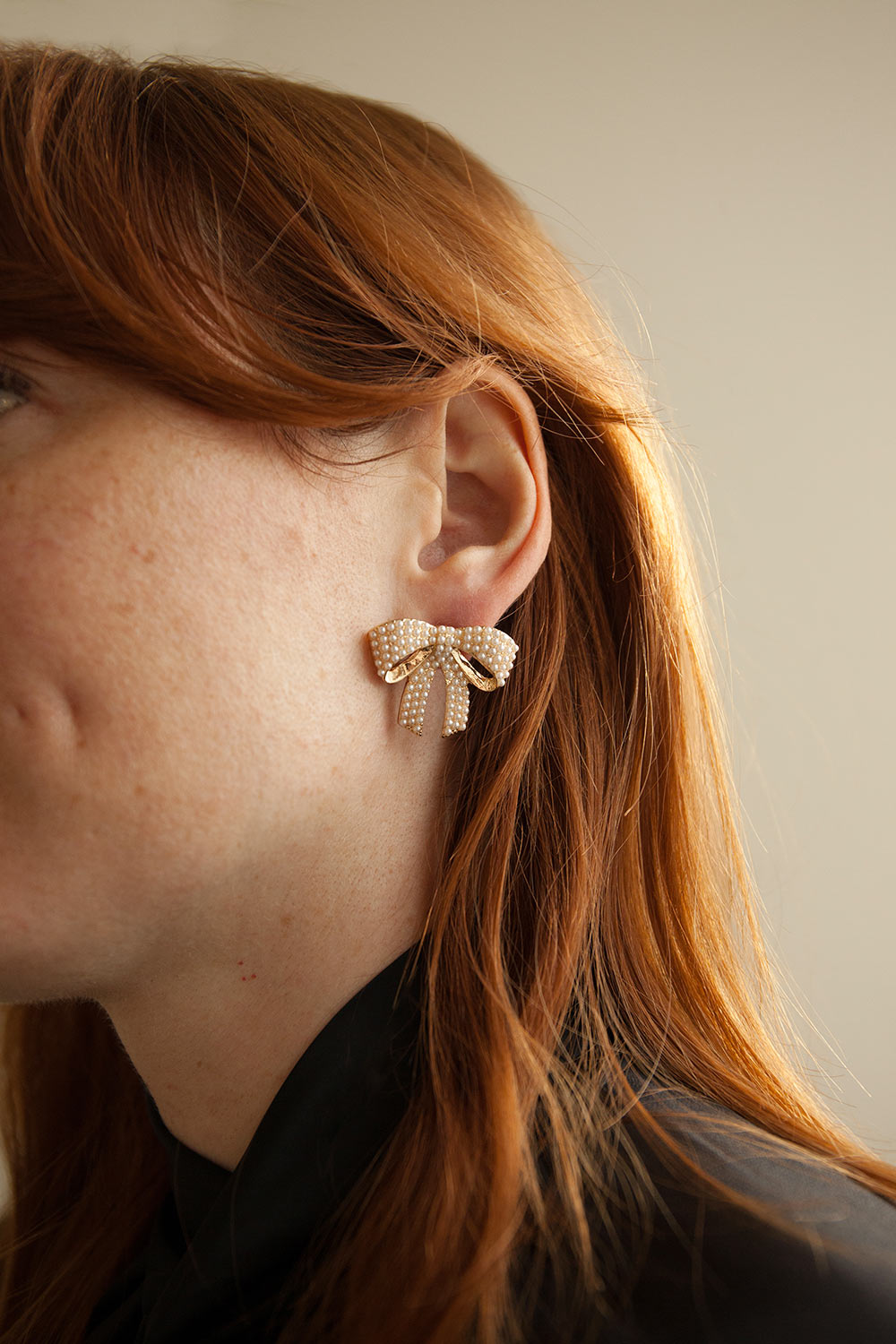 Anatolia Golden Bow Earrings w/ Pearls| Boutique 1861