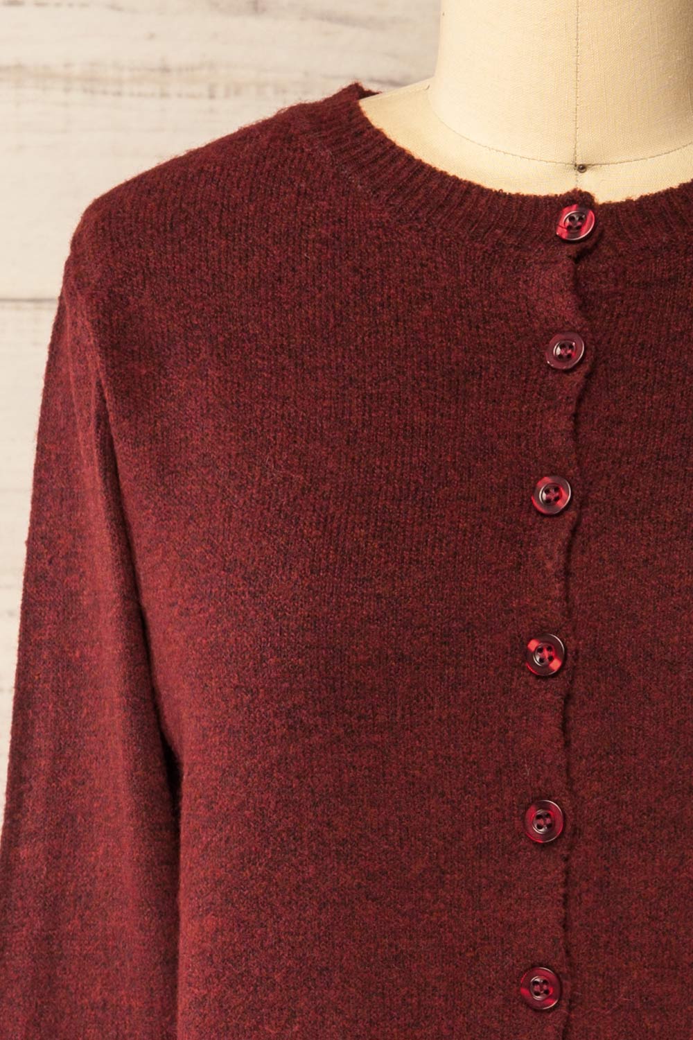 Andenes Burgundy Buttoned-Up Cardigan | La petite garçonne front