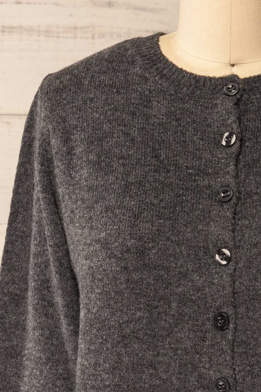 Andenes Grey Buttoned-Up Cardigan | La petite garçonne front
