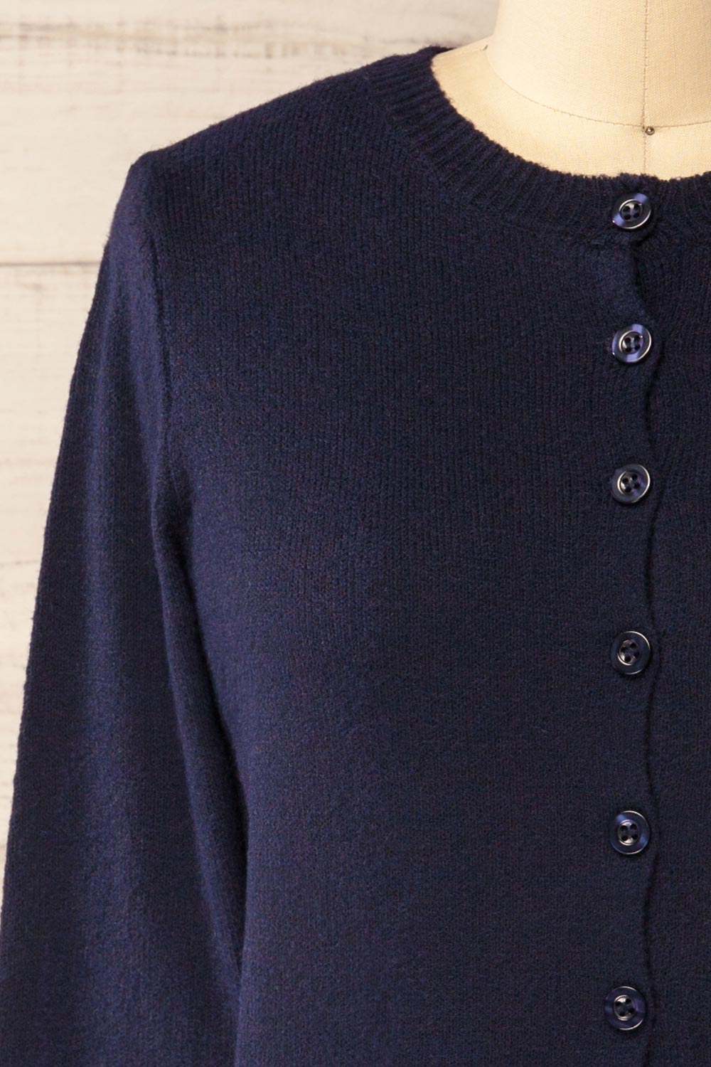 Andenes Navy Buttoned-Up Cardigan | La petite garçonne front