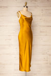 Andora Gold Satin Midi Dress | La petite garçonne side view