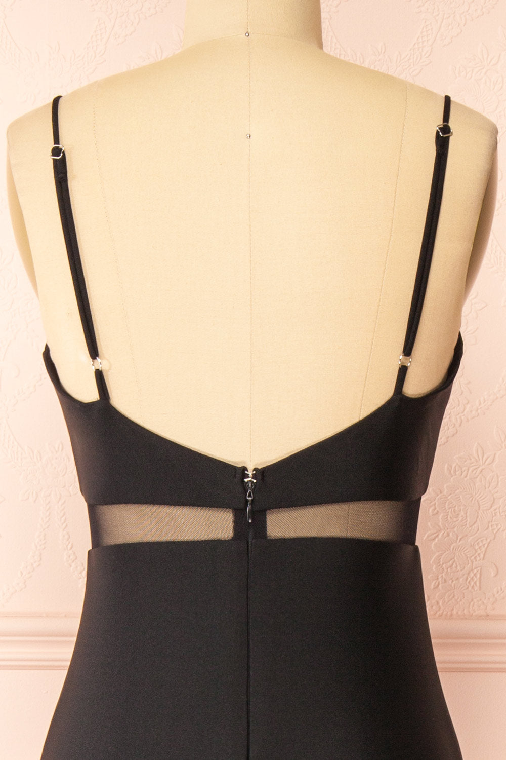 Angelina Black Maxi Dress w/ Mesh Underbust | Boutique 1861 back