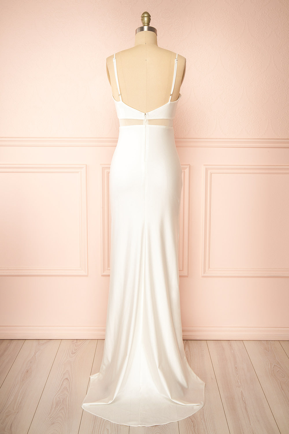 Angelina Ivory Maxi Dress w/ Mesh Underbust | Boudoir 1861 back view