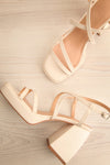 Aniston Ivory Platform Heeled Sandals | La petite garçonne flat view