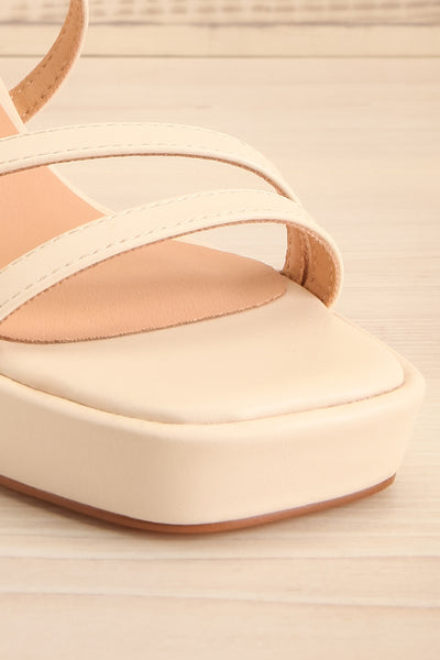 Aniston Ivory Platform Heeled Sandals | La petite garçonne front close-up