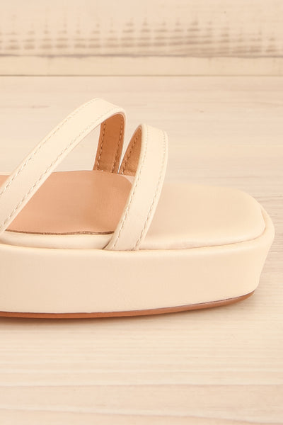 Aniston Ivory Platform Heeled Sandals | La petite garçonne side front close-up
