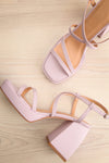 Aniston Lilac Platform Heeled Sandals | La petite garçonne flat view