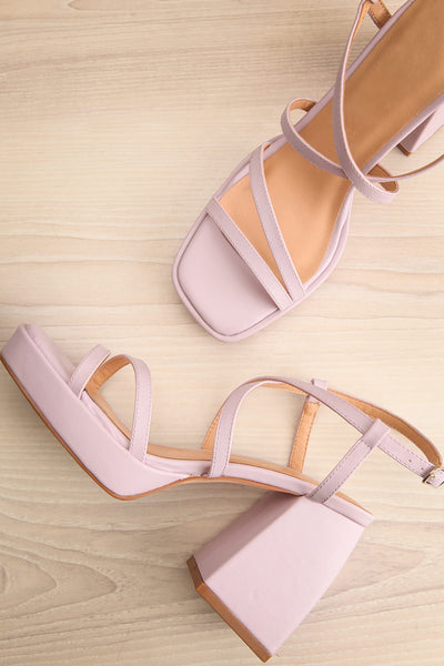 Aniston Lilac Platform Heeled Sandals | La petite garçonne flat view