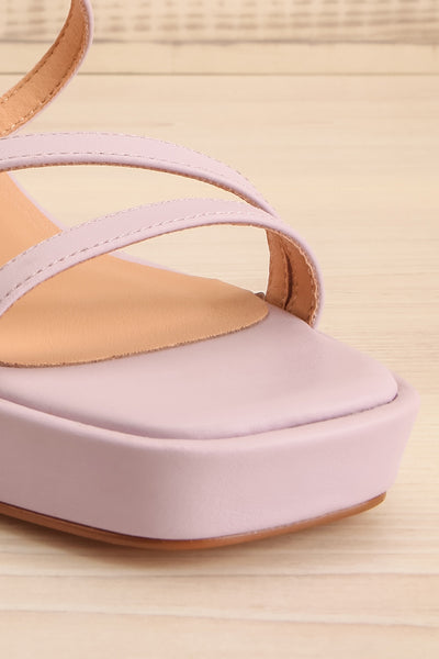 Aniston Lilac Platform Heeled Sandals | La petite garçonne front close-up