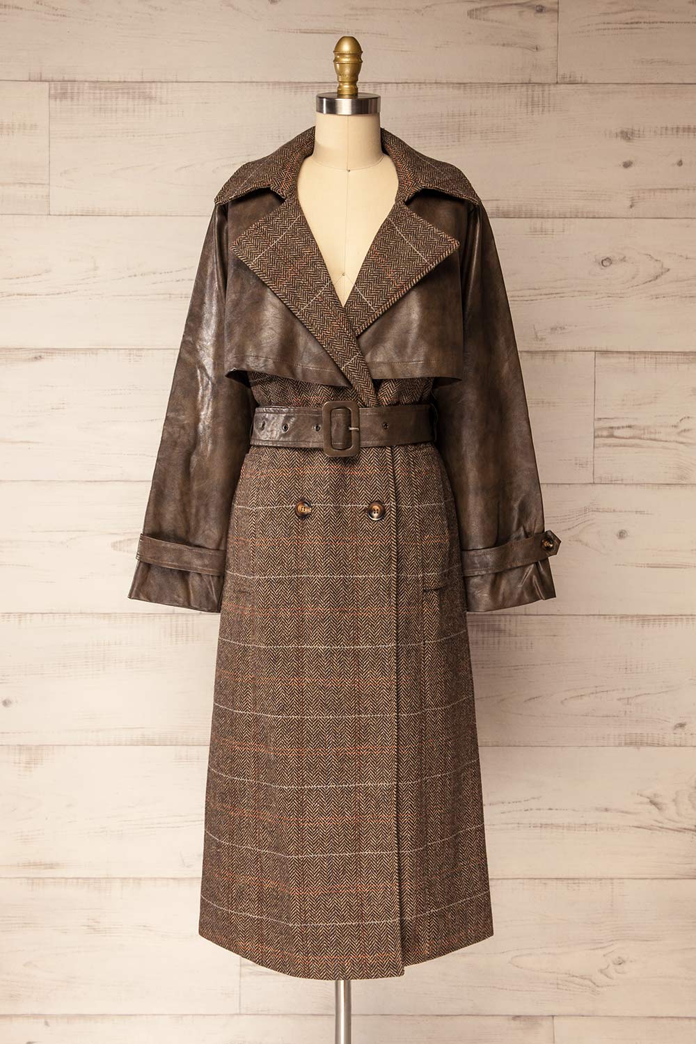 Ankeny Brown Trench Coat with Belt | La petite garçonne front view