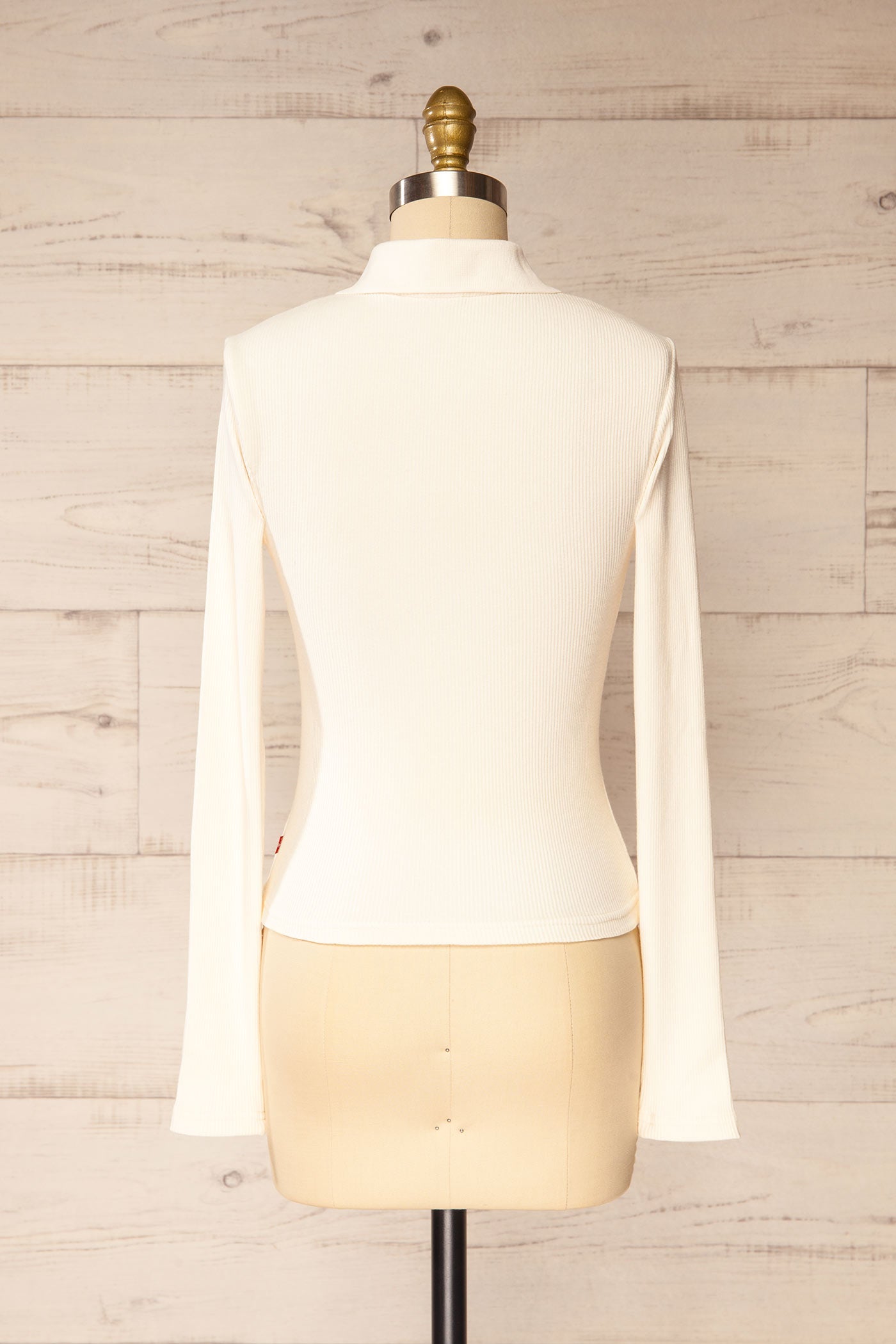 Anklam Ivory Long-Sleeve Ribbed Polo Sweater Top | La petite garçonne back