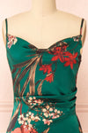 Annelise Green Cowl Neck Floral Midi Dress | Boutique 1861 front close-up