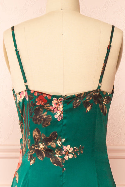 Annelise Green Cowl Neck Floral Midi Dress | Boutique 1861 back close-up
